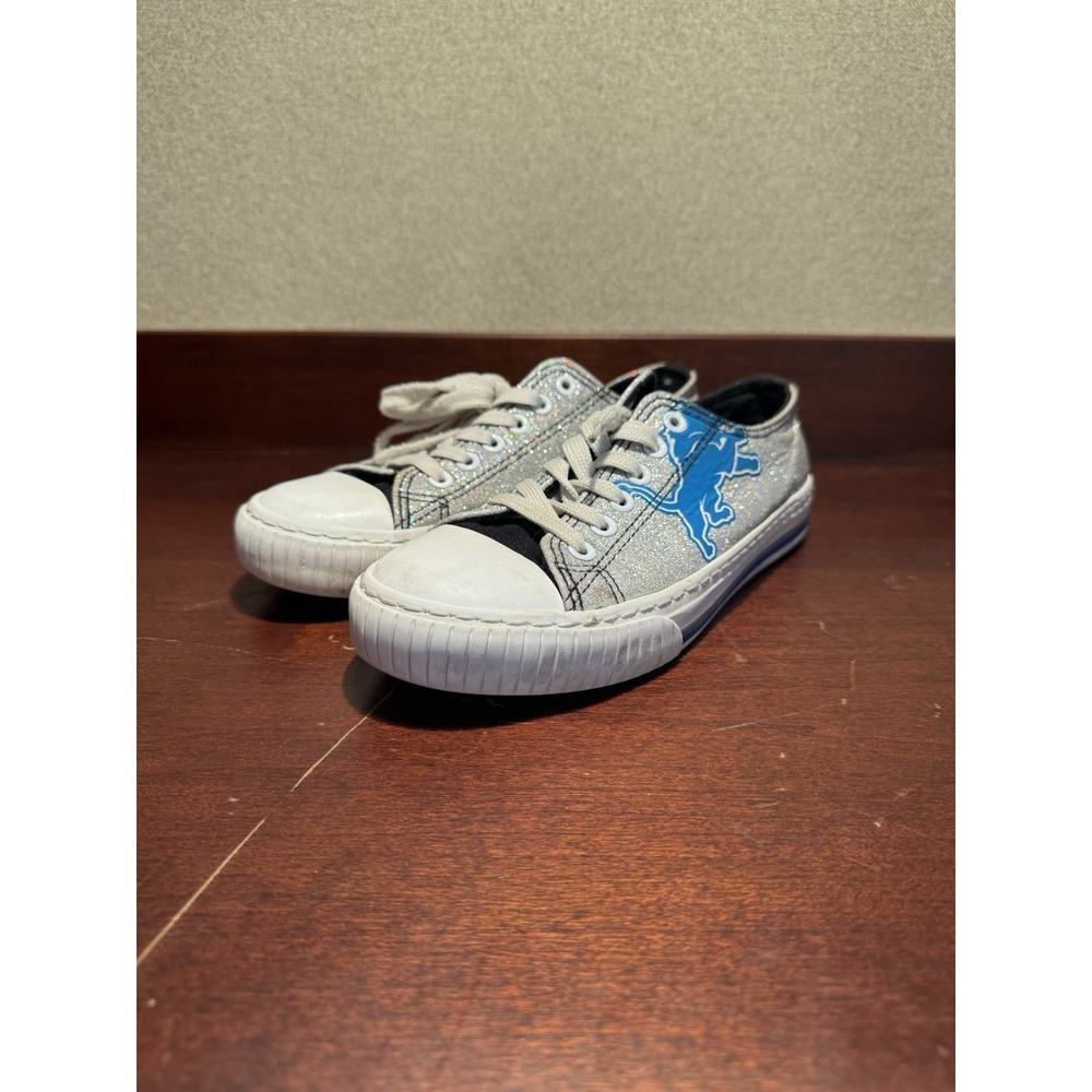** WOMEN'S DETROIT LIONS Glitter FOCO NFL SNEAKERS LOW TOP CANVAS SHOES SIZE 7